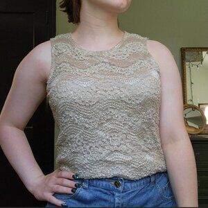 Gold lacy tank top